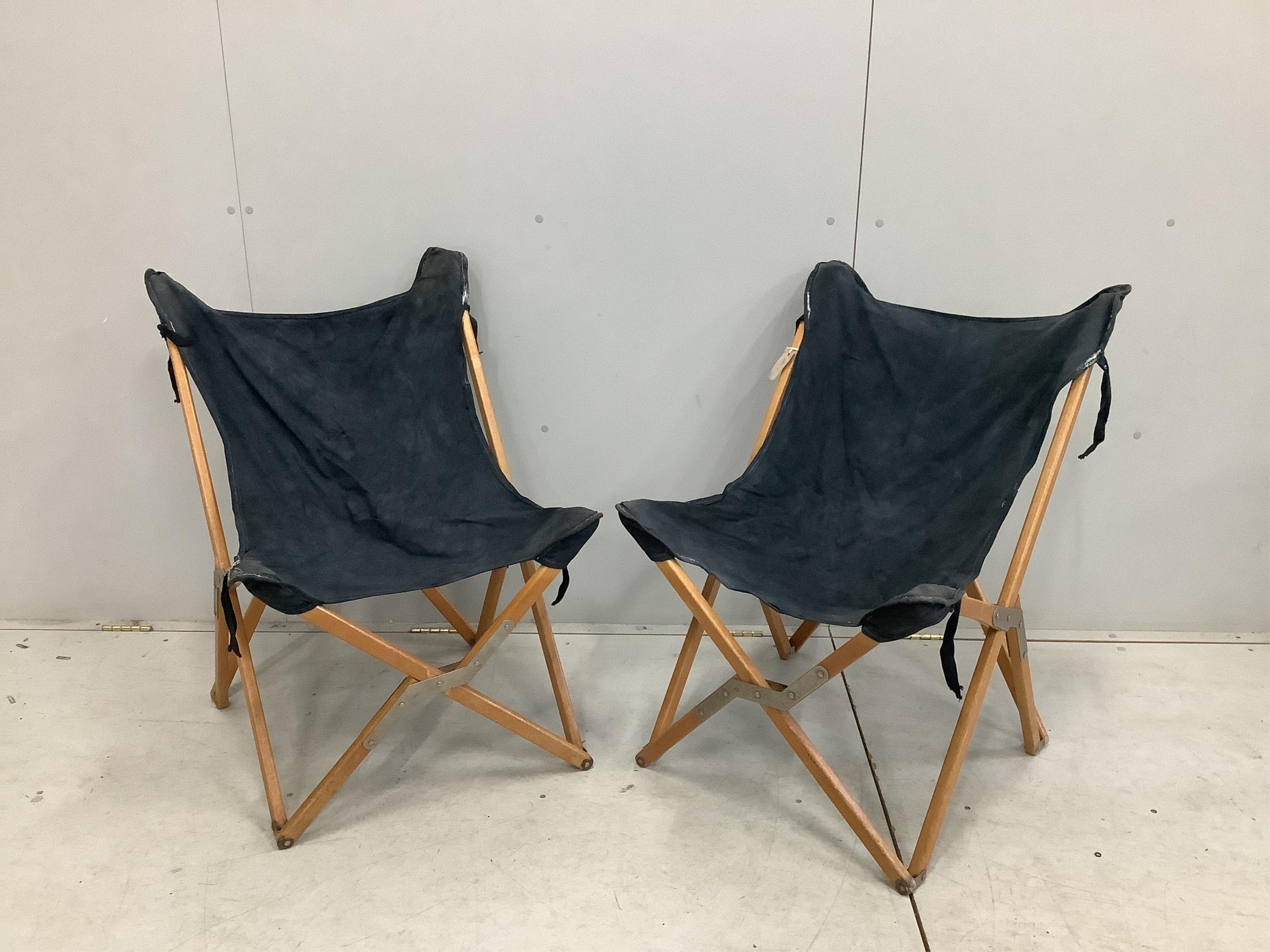 A pair of 1950's David Alfonsi Tripolini chairs for J.B. Fendy, width 56cm, depth 64cm, height 83cm. Condition - fair